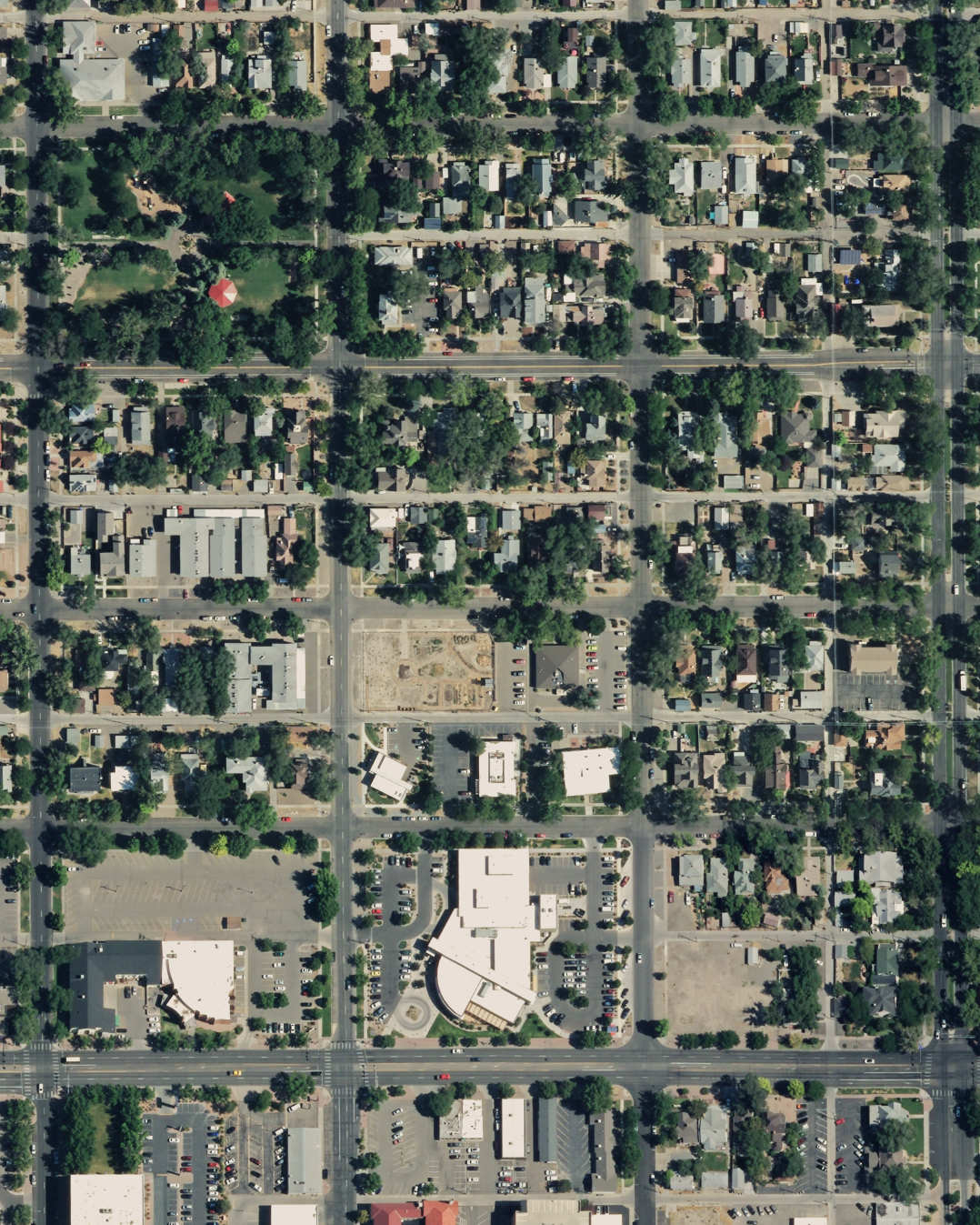aerial view of residential streets